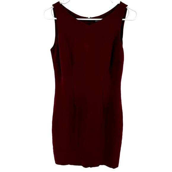 Ann Taylor Mini Sheath Dress Sleeveless V Neck Lined Career 100% Silk Red 2 - Picture 1 of 4